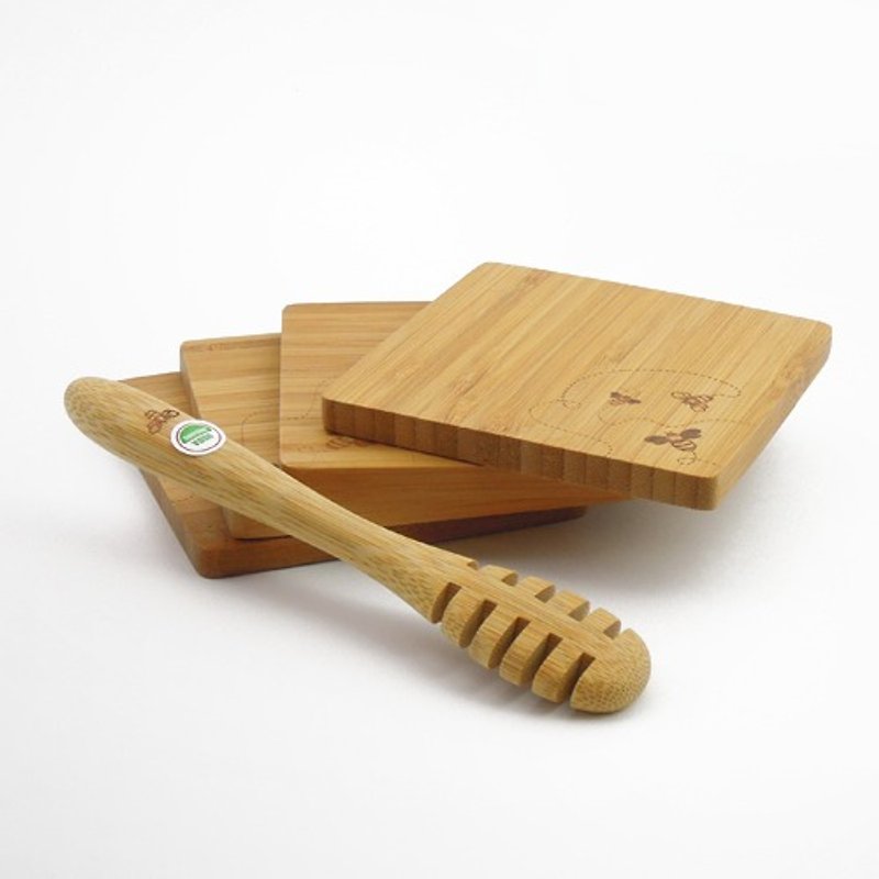 Bambu │有机蜜糖匙杯垫组 - 餐刀/叉/匙组合 - 竹 咖啡色