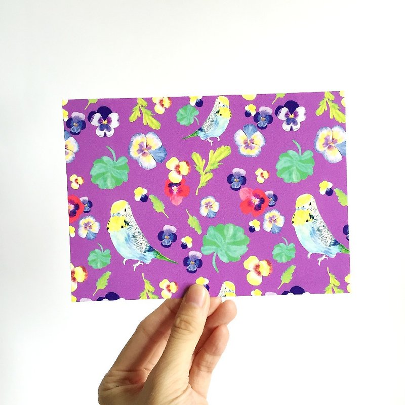 小鹦鹉 花草明信片 - 卡片/明信片 - 纸 紫色