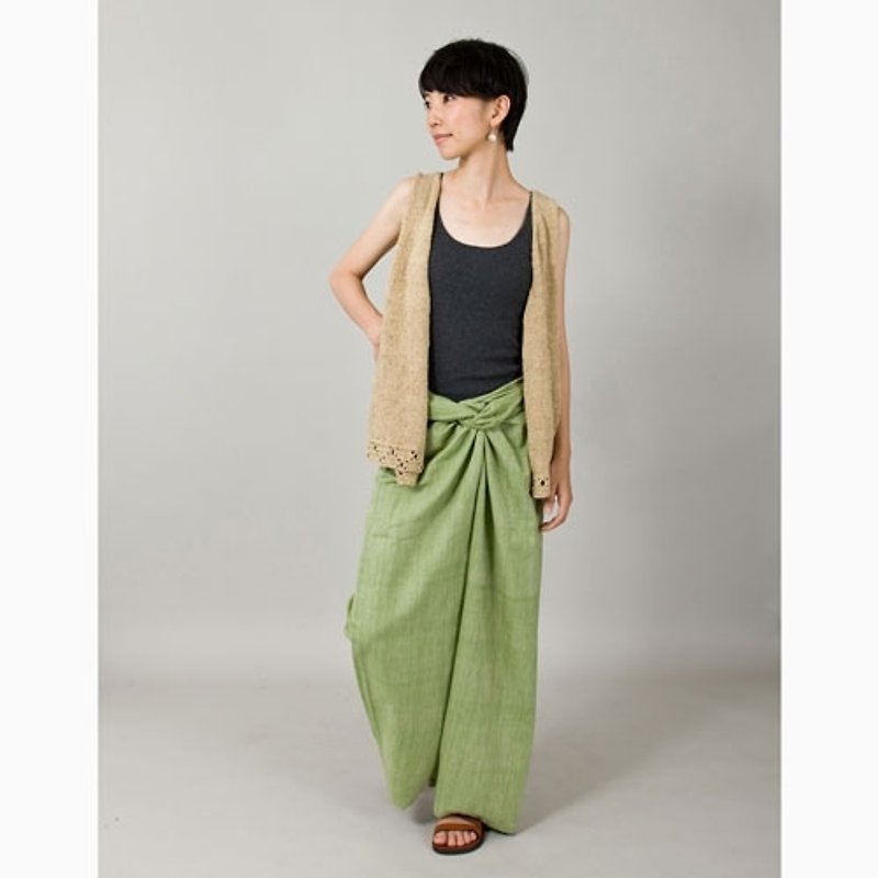 地球树fair trade&eco-“手织棉系列-手织棉绑带裤(青绿色)仅有一件 - 女装长裤 - 棉．麻 