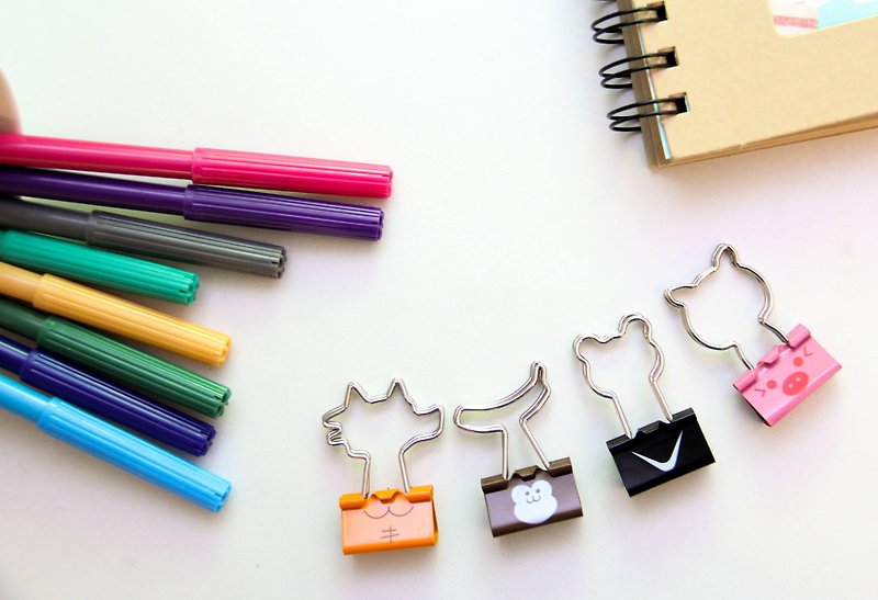 六色彩虹动物造型燕尾夹 - 文件夹/资料夹 - 其他金属 多色