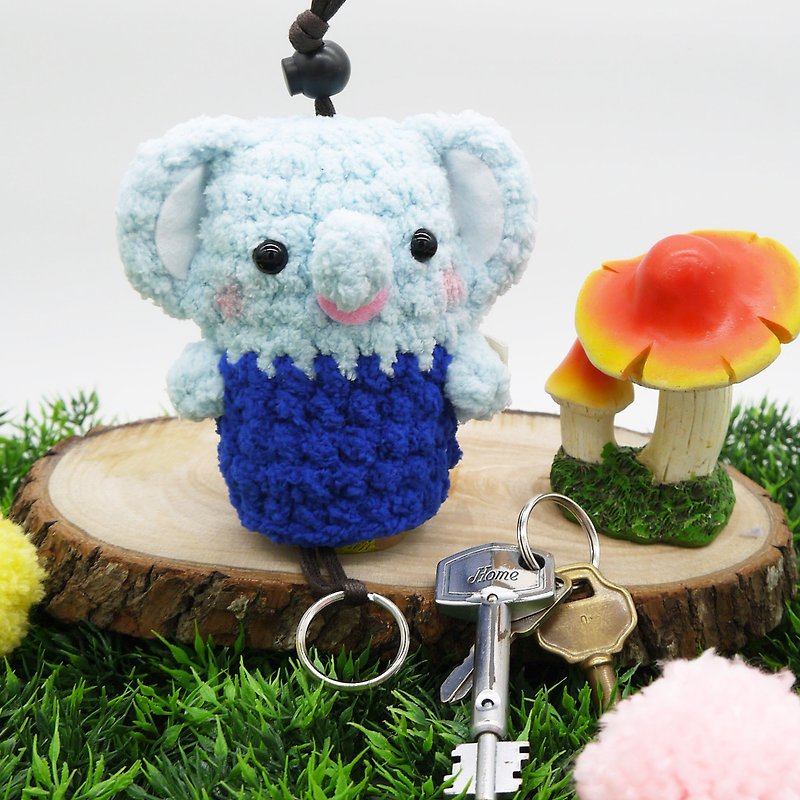 棉花糖动物钥匙包-中钥匙包(大耳朵大象) - 钥匙链/钥匙包 - 其他材质 蓝色