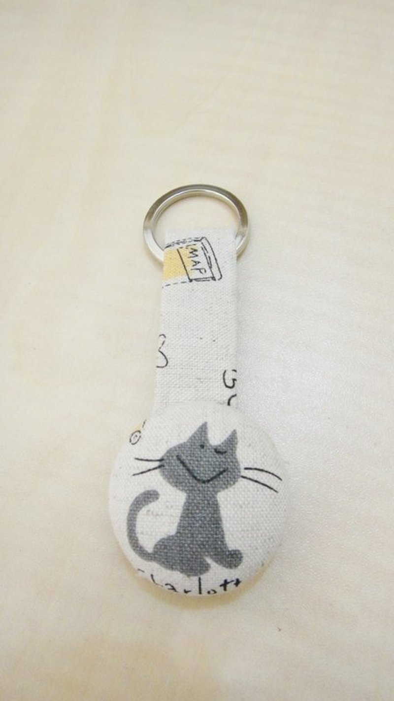 手感布扣钥匙圈 - Cat - 钥匙链/钥匙包 - 其他材质 卡其色