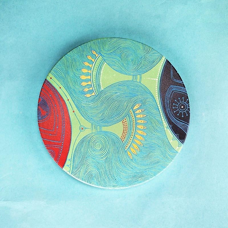 ＜洄游－雨·花朵＞艺术陶瓷吸水杯垫 - 杯垫 - 其他材质 