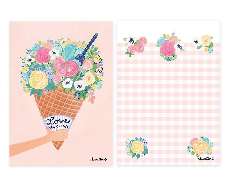 Love Ice Cream  插画明信片 /卡片 - 卡片/明信片 - 纸 粉红色