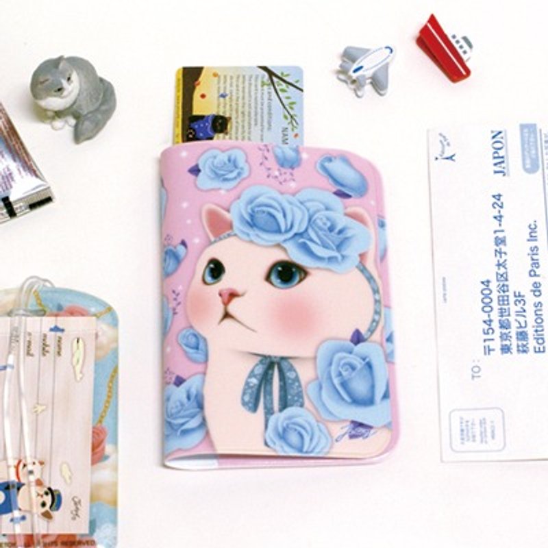 Jetoy,Choo choo cat甜蜜猫 收纳 护照套_Blue rose (J1502102) - 护照夹/护照套 - 塑料 多色