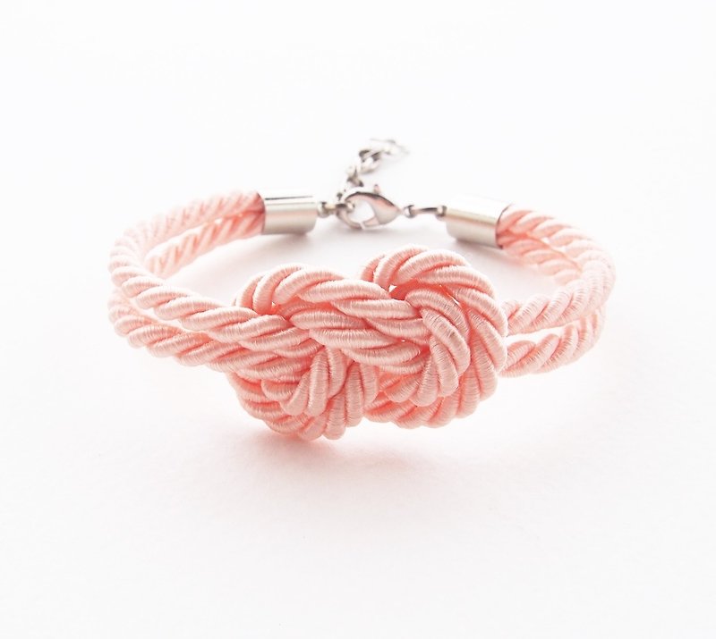 Bridesmaid bracelet - blush wedding - old rose - peach - nautical wedding gift - infinity knot bracelet - tie the knot bracelet. - 手链/手环 - 其他材质 橘色