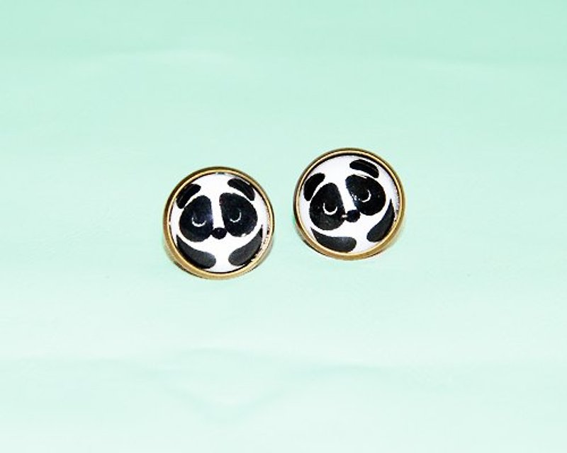 熊猫疯耳环(耳针/耳夹) - 耳环/耳夹 - 其他金属 黑色