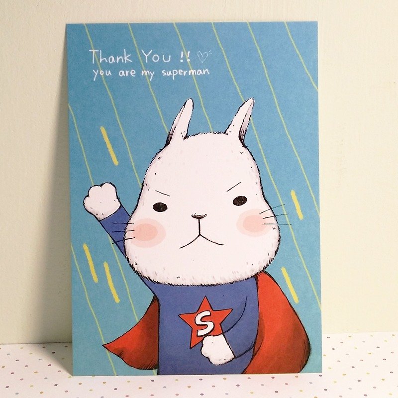 明信片-感谢卡 / 大白兔超人 - 卡片/明信片 - 纸 蓝色