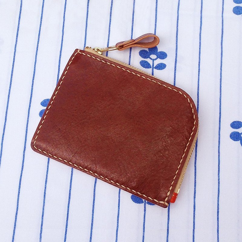 小弯 皮革钱包 -焦茶色 - 皮夹/钱包 - 真皮 咖啡色