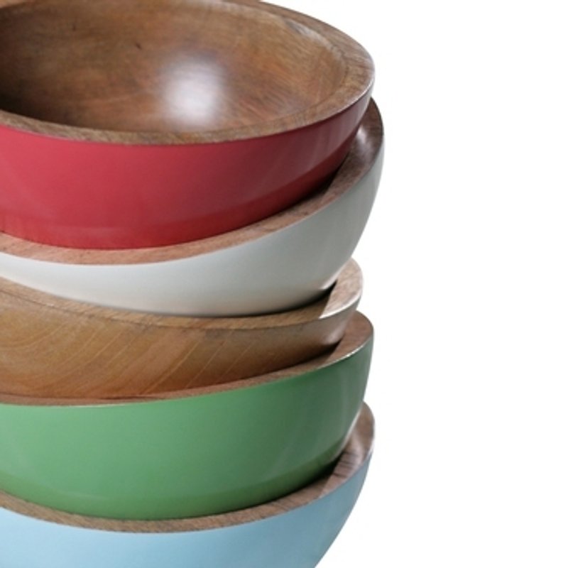 Bimbi Painted Mango Wood Bowl - 厨房用具 - 其他材质 