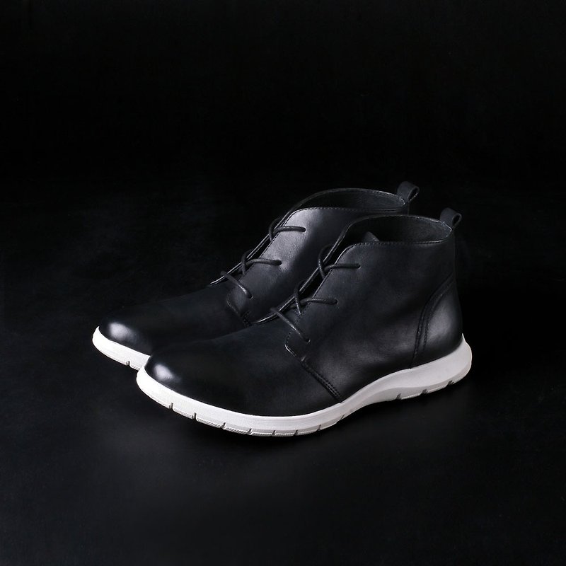 Vanger 优雅美型·运动潮流休闲沙漠靴 Va184黑 - 男款靴子 - 真皮 黑色