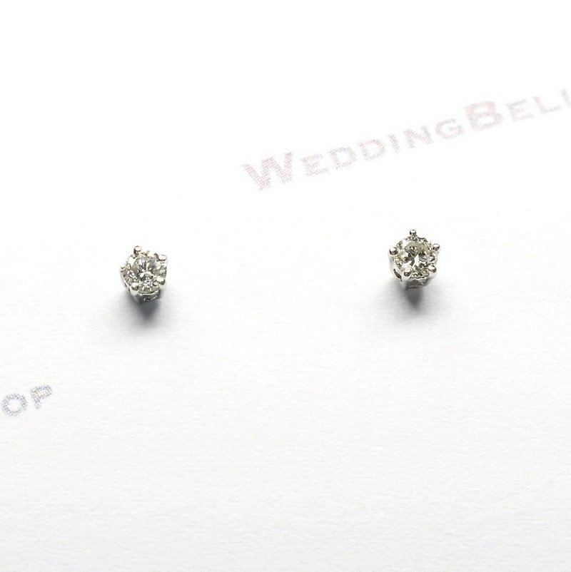 PT950 铂金 爪镶单颗圆钻石耳环 / 耳针款 一对 (包邮) - 耳环/耳夹 - 钻石 白色