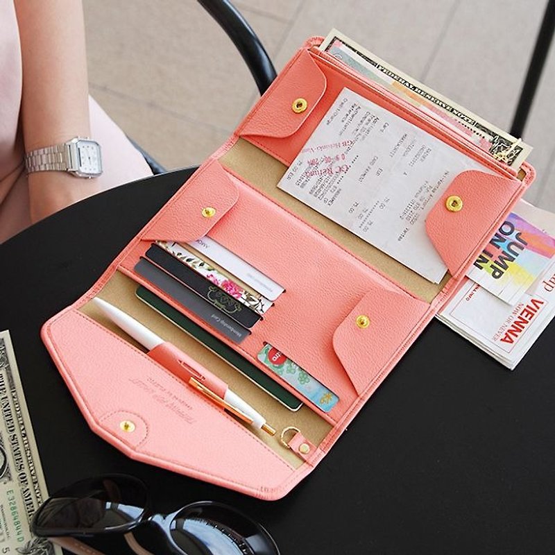 Plepic-经典旅程护照皮夹-珊瑚粉,PPC92320 - 护照夹/护照套 - 人造皮革 粉红色