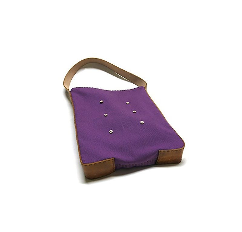 肩背手提两用/紫米大土司包 Toast Bag - 手提包/手提袋 - 棉．麻 紫色