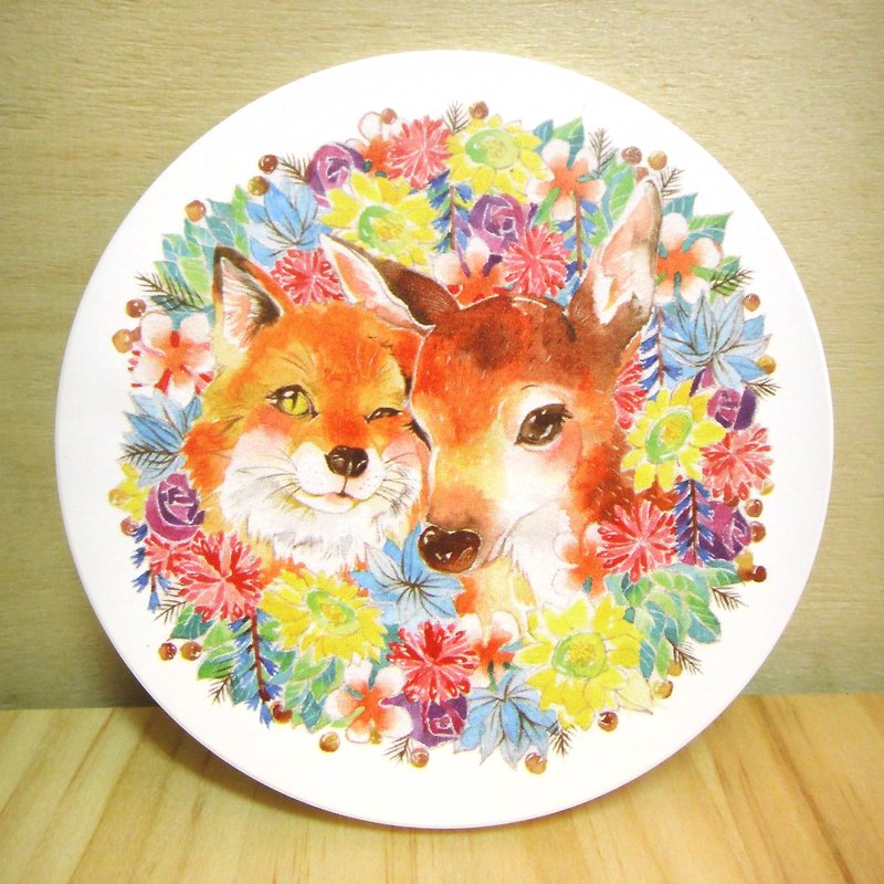 台湾莺歌陶磁吸水杯垫-小狐狸&小鹿款 - 杯垫 - 其他材质 多色