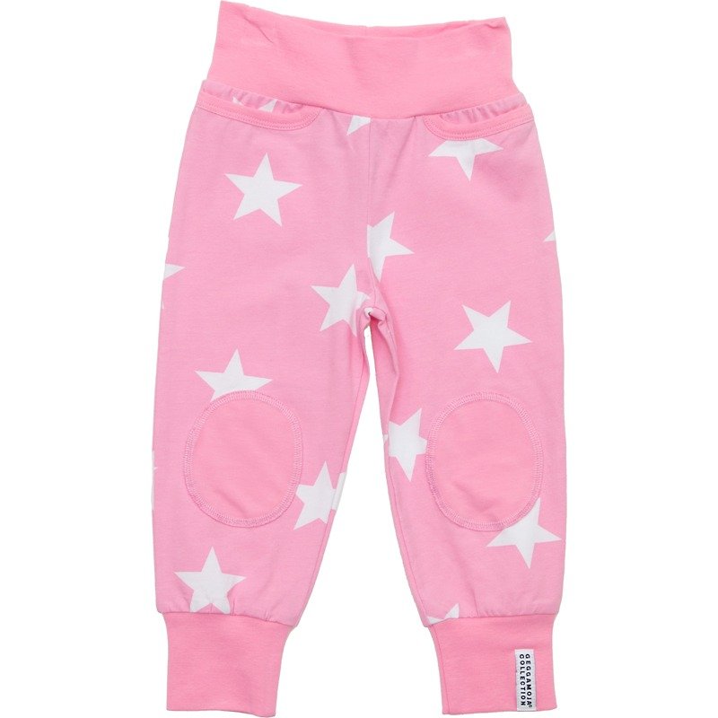 北欧有机棉婴幼儿包屁裤粉红色星星 - 童装裤 - 棉．麻 粉红色