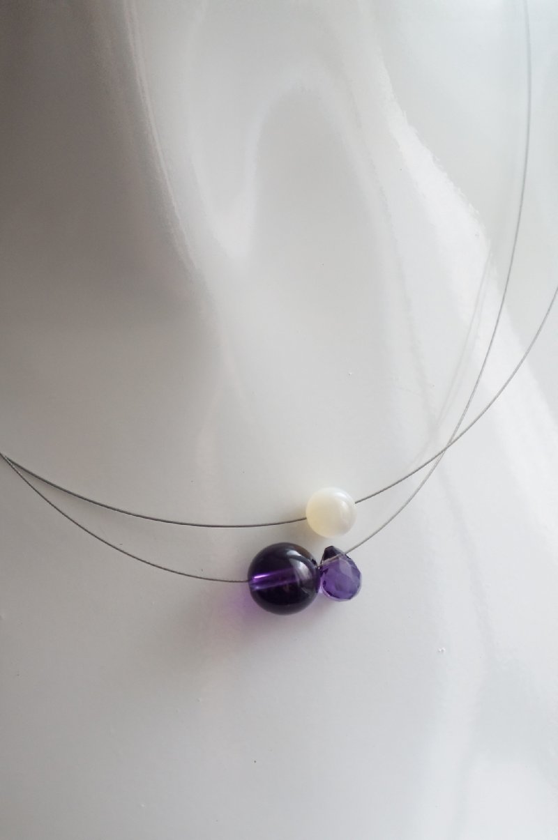 极简天然半宝紫水晶项链 - 项链 - 其他材质 紫色