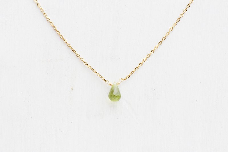 8月份诞生石-橄榄石 Peridot b ペリドット 锁骨项链 - 项链 - 宝石 绿色