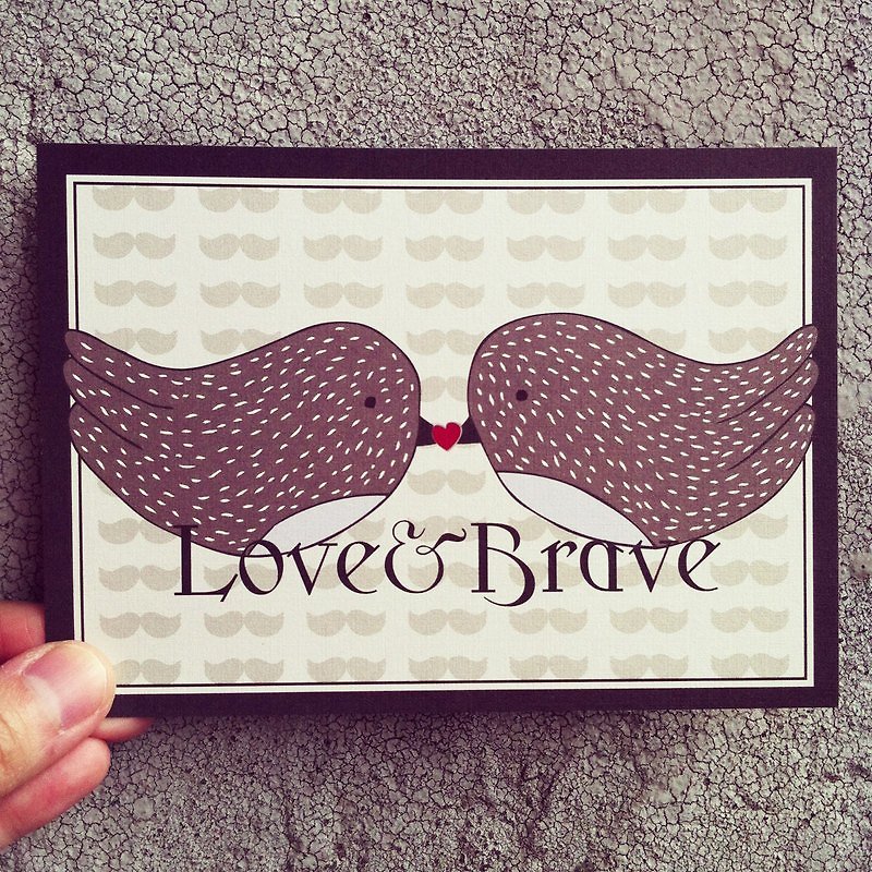 明信片-Love&Brave-爱与勇气 - 卡片/明信片 - 纸 灰色