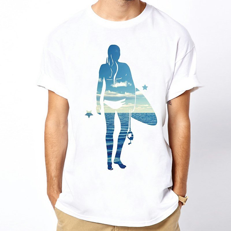 Surf Girl-ocean短袖T恤-白色 海冲浪 渡假 设计 自创 品牌 - 男装上衣/T 恤 - 其他材质 白色
