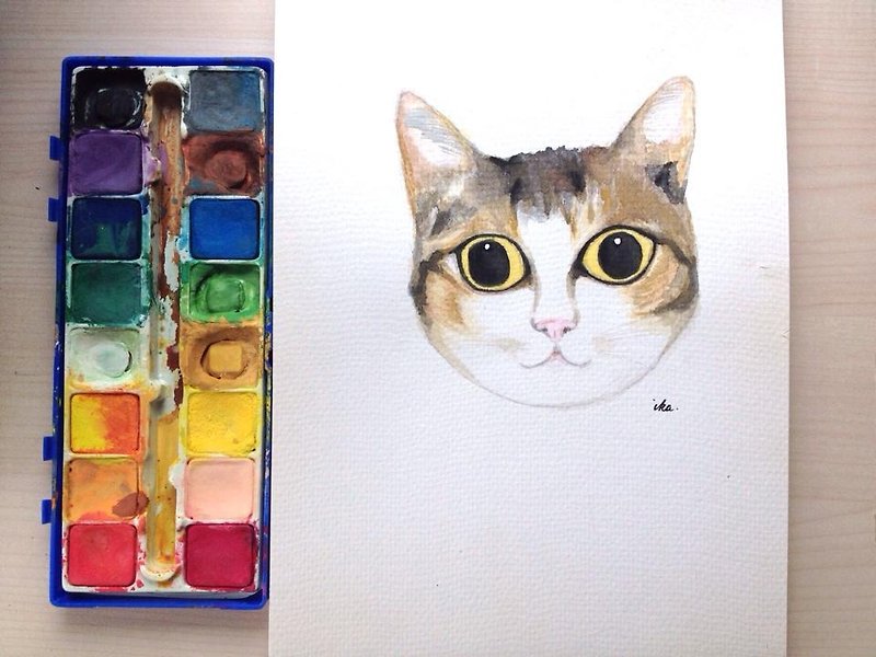 【心灵疗愈创作】手绘 水彩画 定制 动物 宠物 猫咪 小狗 头像 肖像 画像 - 订制画像 - 纸 多色