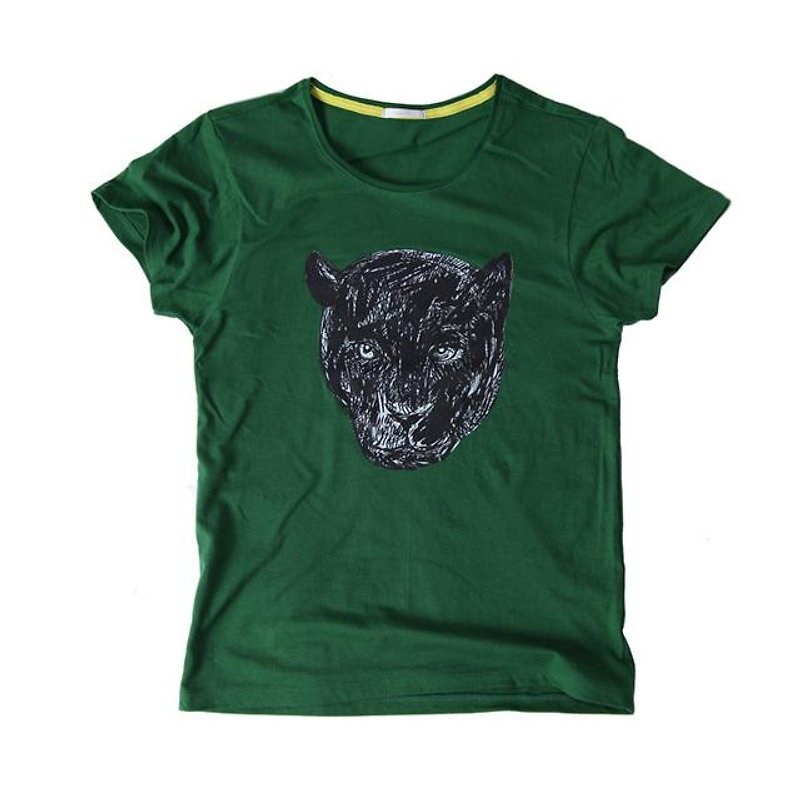 動物Ｔシャツクロヒョウ Tcollector - 女装 T 恤 - 棉．麻 绿色