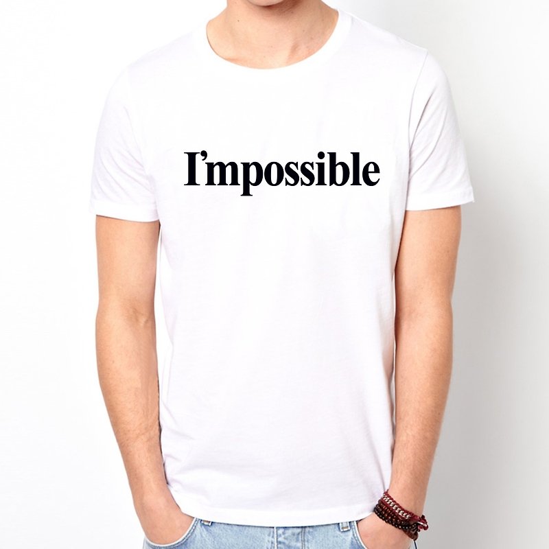 I'mpossible短袖T恤-白色 无限可能文青艺术设计原创品牌文字视力 - 男装上衣/T 恤 - 棉．麻 白色
