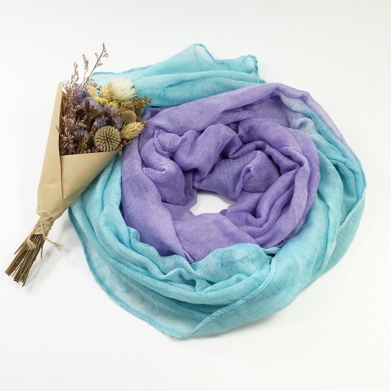 坦桑石 手染围巾 丝巾 圣诞礼物 交换礼物 - 丝巾 - 其他材质 紫色