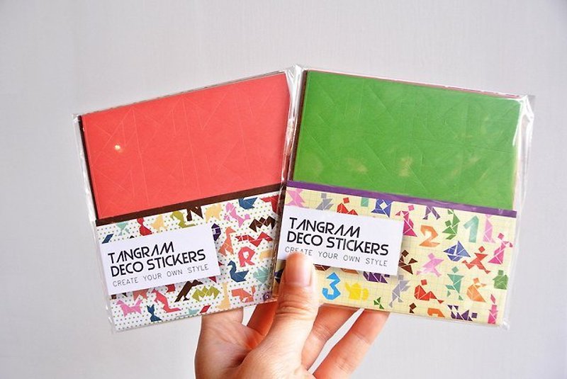 迪梦奇 Tangram Deco Stuckers 七巧创意贴 - 绿 内含12张一组 - 贴纸 - 纸 绿色