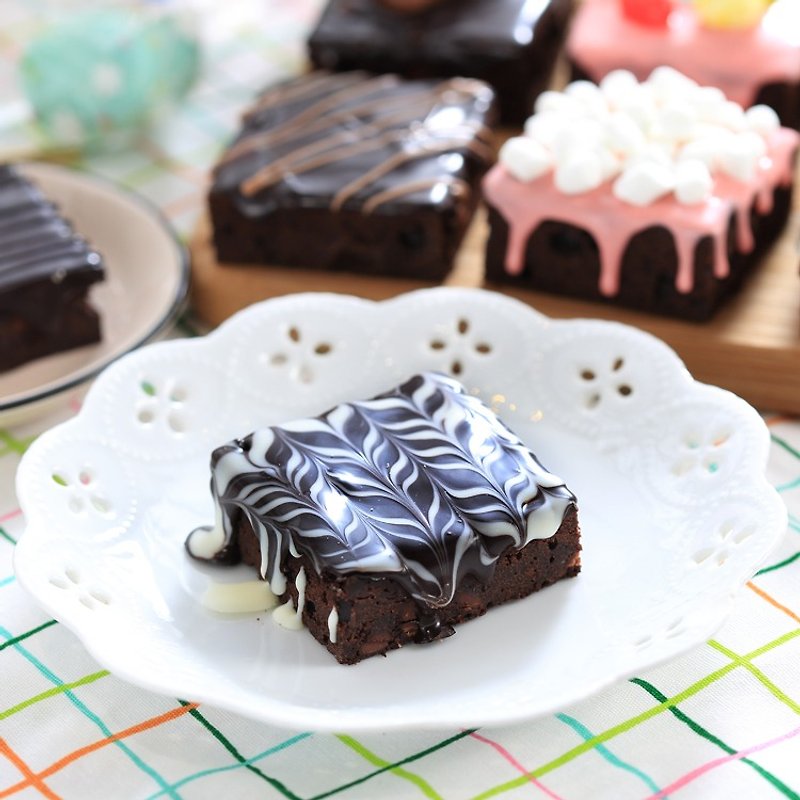 【黑熊先生巧克力布朗尼】浪漫黑白布朗尼 - 蛋糕/甜点 - 新鲜食材 黑色