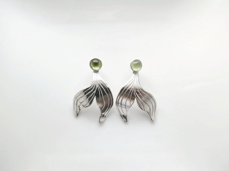 美人鱼公主系列----美人鱼尾巴 (银饰耳环) C%手工饰品 - 耳环/耳夹 - 其他金属 绿色