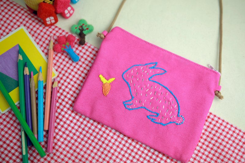 爱吃兔 // 手工刺绣小方包 - 皮夹/钱包 - 其他材质 