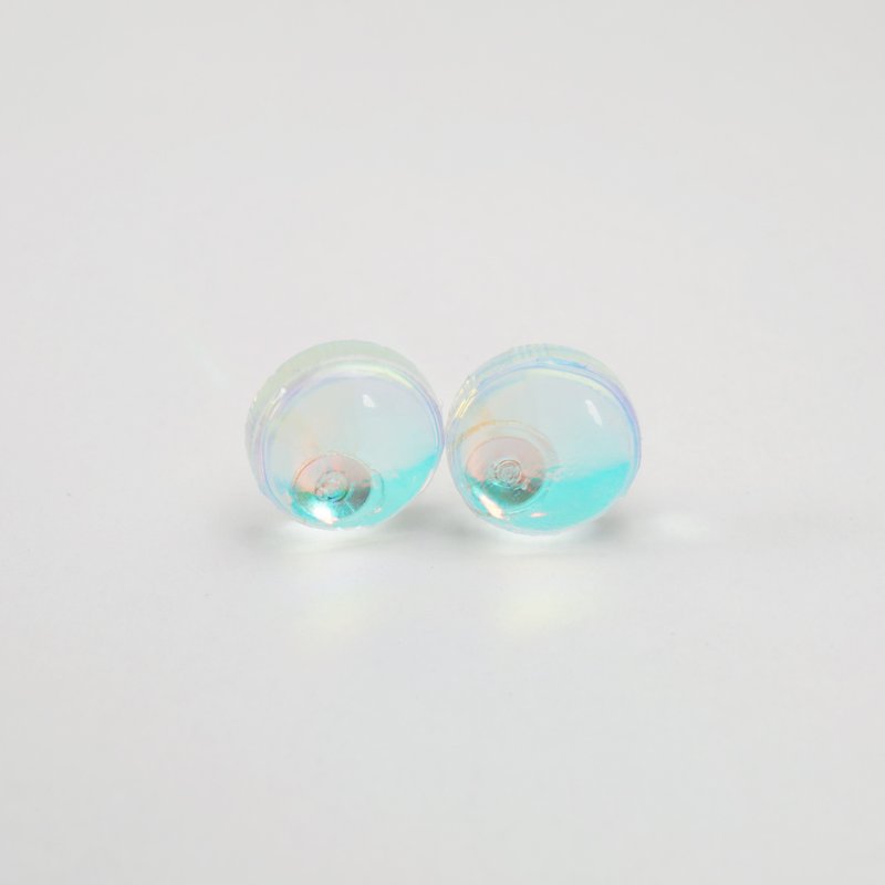 waterdrop earrings (mini circle blue) - 耳环/耳夹 - 压克力 蓝色