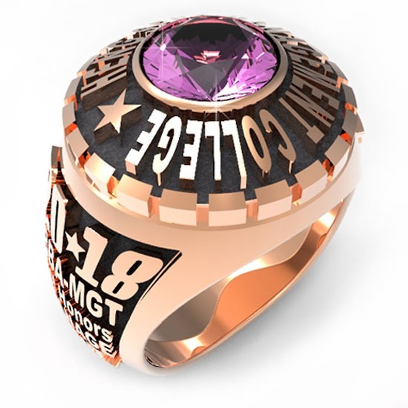 定制化.925纯银首饰 RG00002-D1-毕业戒指/班级戒指(7mm圆钻版少女版) - 戒指 - 其他金属 