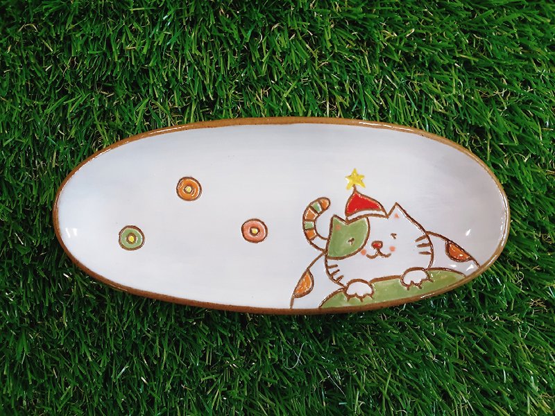 【红帽子限定】猫咪小王子－这里比较温暖 - 盘子/餐盘/盘架 - 陶 