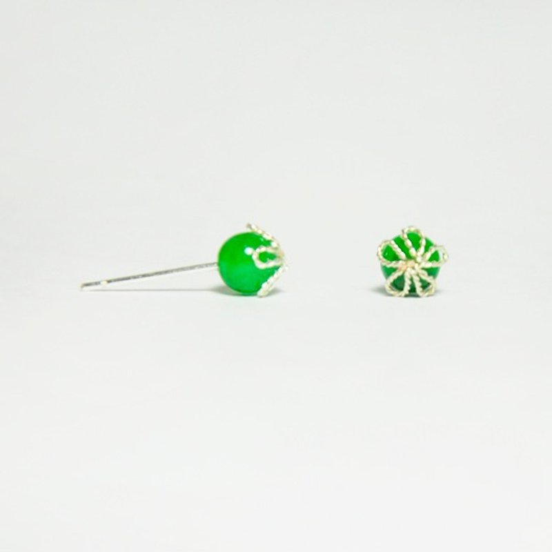 ∥Cheng Jewelry∥网子里的美物 和睦话语 水草玉银耳针 - 耳环/耳夹 - 宝石 绿色
