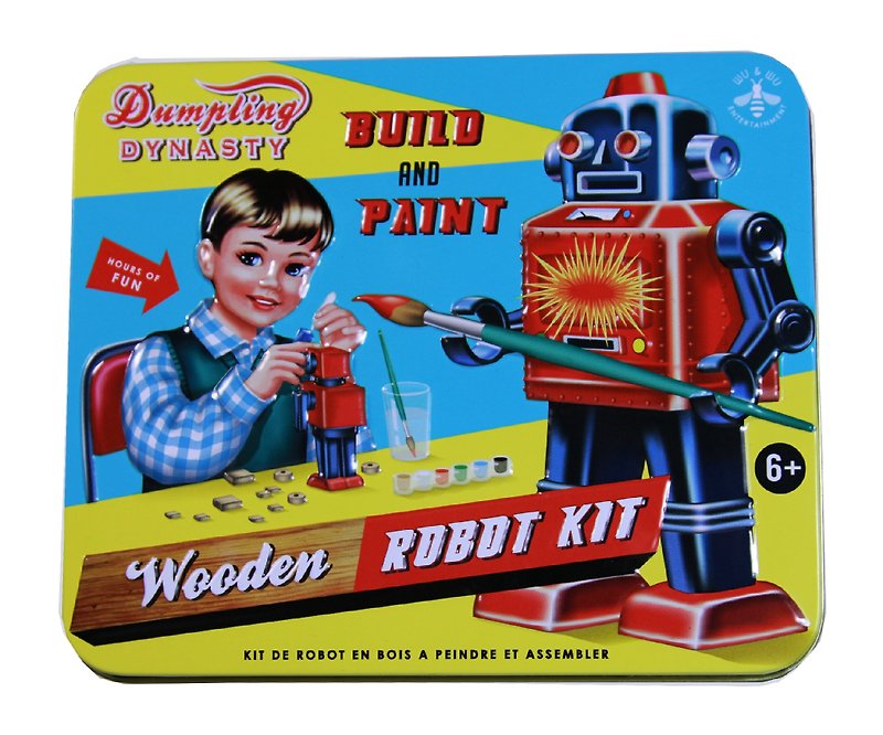 〔SUSS〕英国Wu&Wu进口复古插画风机器人涂装铁盒组robot kit-现货免运 - 木工/竹艺/纸艺 - 木头 蓝色
