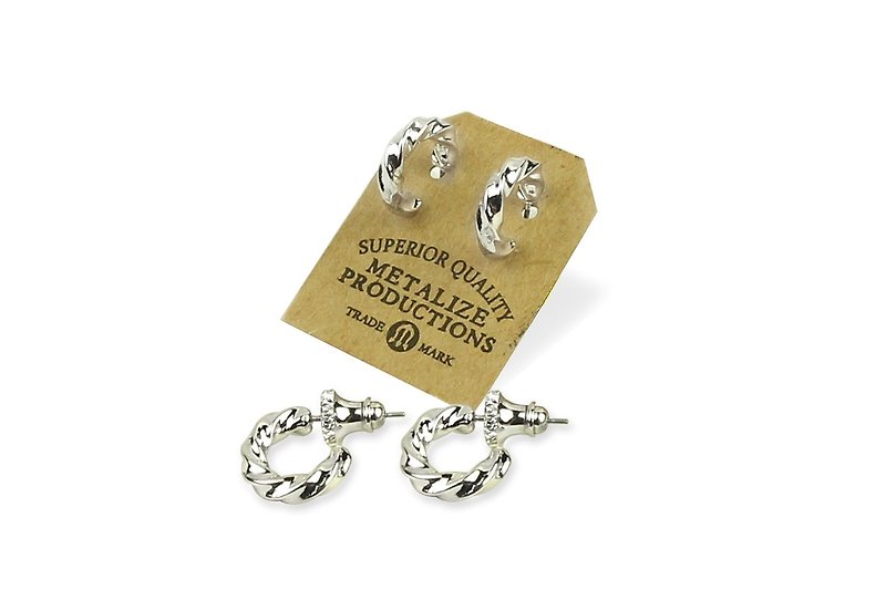 【METALIZE】M-Metal Rope Earrings 麻花耳环(电镀正白金) - 耳环/耳夹 - 其他金属 
