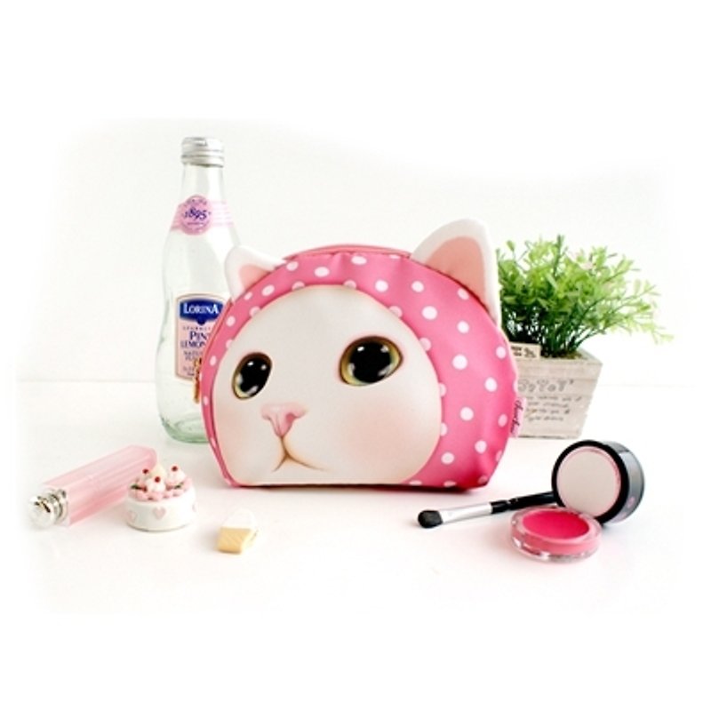 JETOY,Choo choo甜蜜猫娃娃化妆包 _Pink hood (J1309101) - 化妆包/杂物包 - 棉．麻 多色