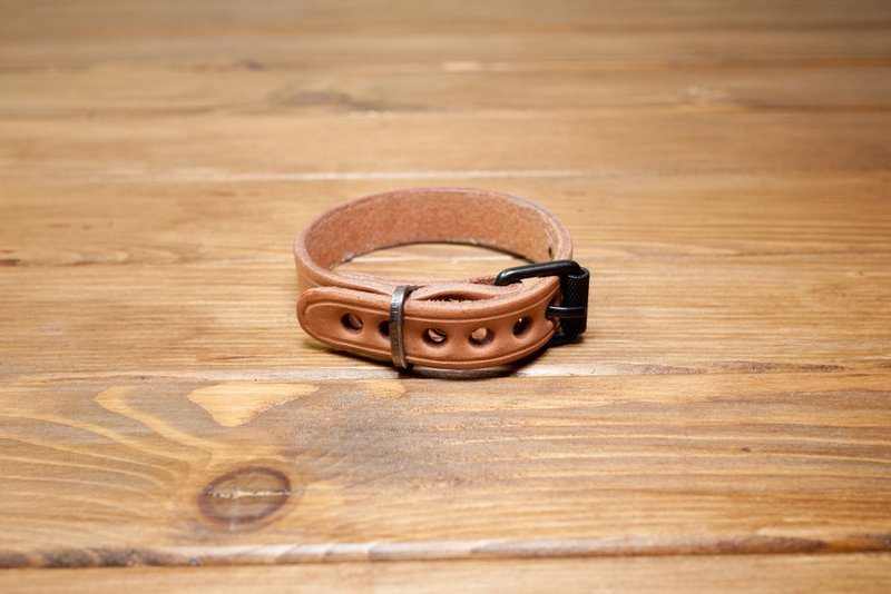 美国银币皮手手环Silver leather bracelet 嘻皮 哈雷 重机 - 手链/手环 - 真皮 咖啡色