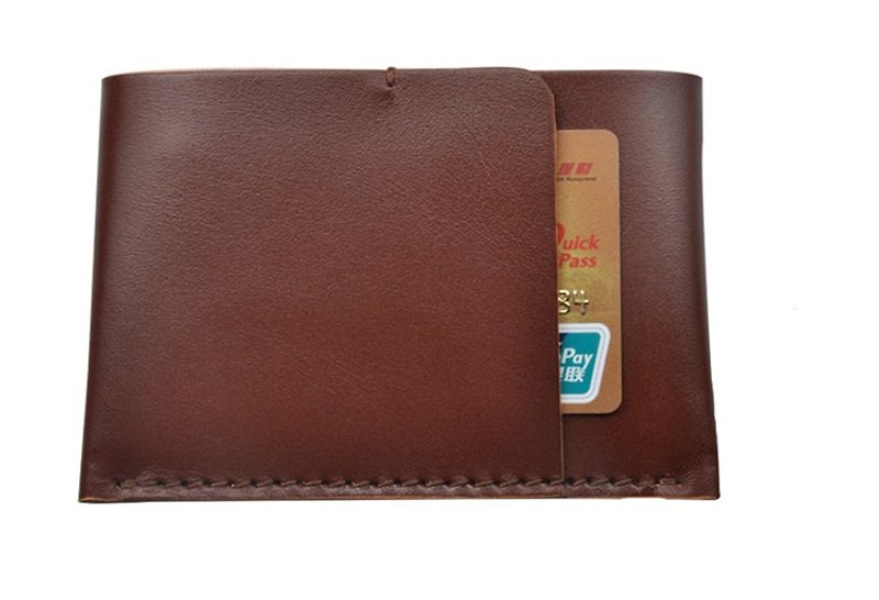 夏日极简创意 小钱包  卡包  手工制作  植鞣革牛皮  咖啡色 卡其色 黑色 三色选择 - 零钱包 - 真皮 