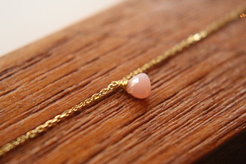 蛋白石 纯银 项链 0745-噗通 - 项链 - 宝石 粉红色