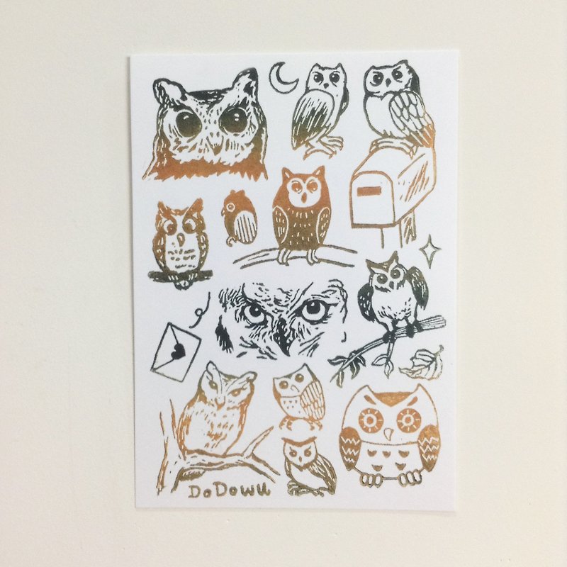 【可着色】角鸮-兰屿图画明信片 - 卡片/明信片 - 纸 橘色
