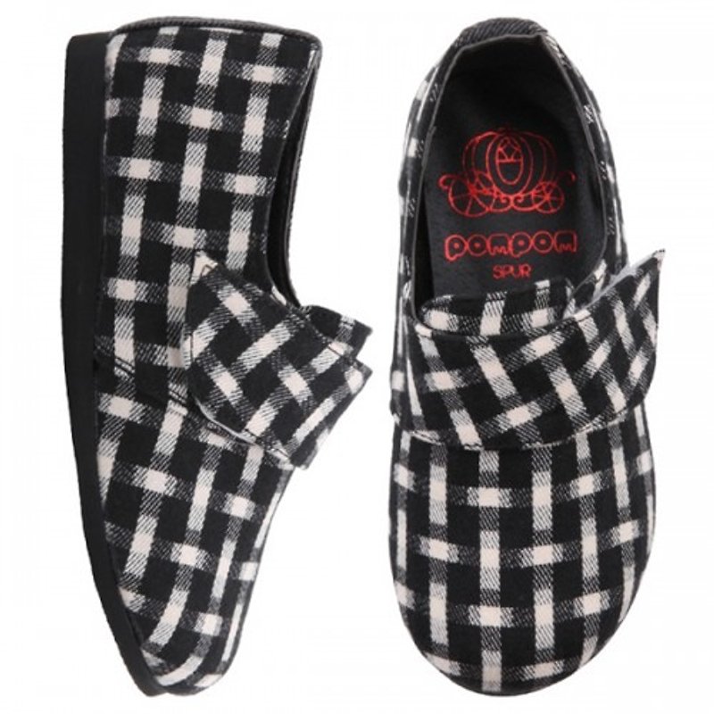 買鞋送襪 - SPUR 方格图案平底童装鞋 FF6037 BLACK(不设退换) - 其他 - 其他材质 黑色