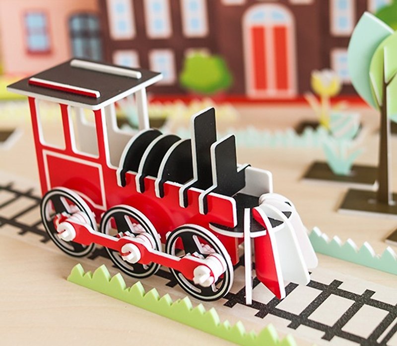 【益智立体拼图】交通工具系列 // 蒸汽火车 - 玩具/玩偶 - 压克力 红色