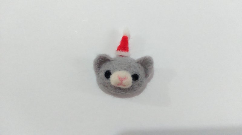 圣诞小灰猫磁铁(羊毛毡)(可定制化更改颜色)(办公室疗愈小物) - 冰箱贴/磁贴 - 羊毛 灰色