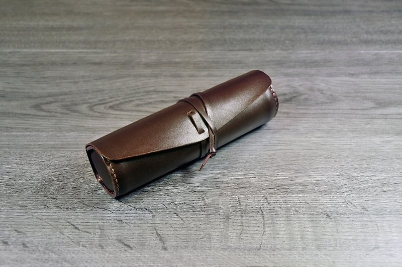 MICO 植鞣革笔卷 / 笔袋 (焦茶色) - 铅笔盒/笔袋 - 真皮 咖啡色