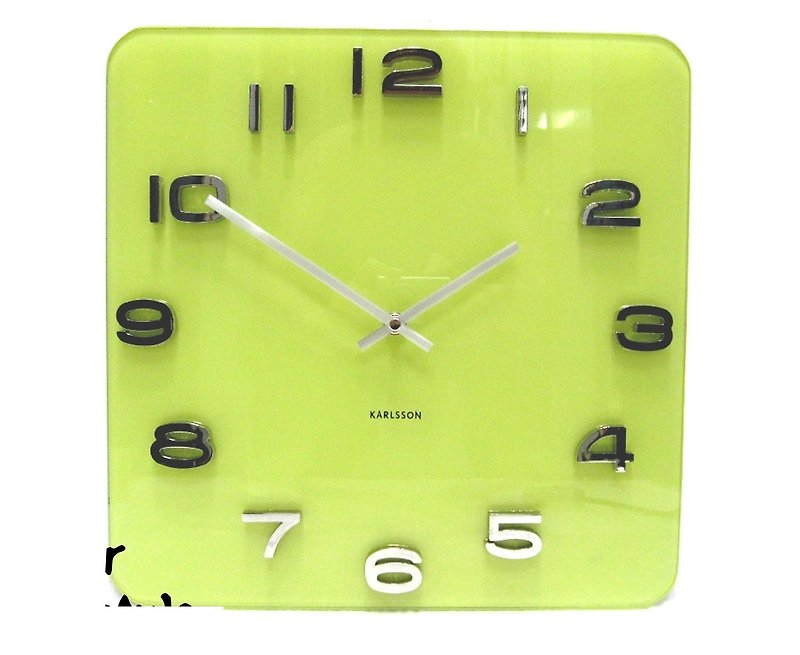 荷兰Karlsson 玻璃淡黄色方形挂钟 - 时钟/闹钟 - 玻璃 黄色