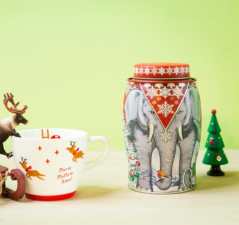 【圣诞礼物│交换礼物】Williamson Tea威廉森茶--缤纷耶诞大象茶罐(内含肯尼亚大地茶/20个原叶三角立体茶包) - 茶 - 新鲜食材 红色