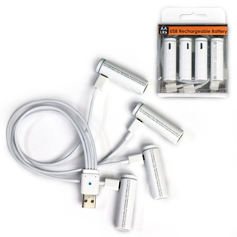 【CARD】新加坡最新科技 B011 AA(3号) USB 环保电池 4入(白色) - 其他 - 塑料 白色